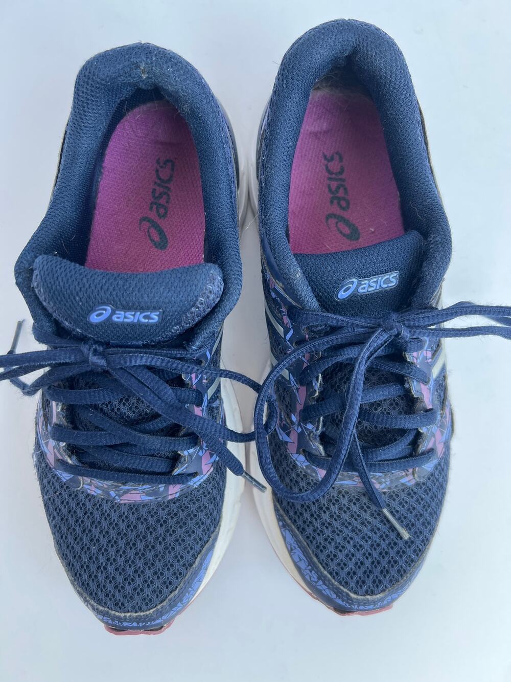 ASICS GEL-Excite 4 Navy Blue Purple Geometric Running Shoes Women's Size 7